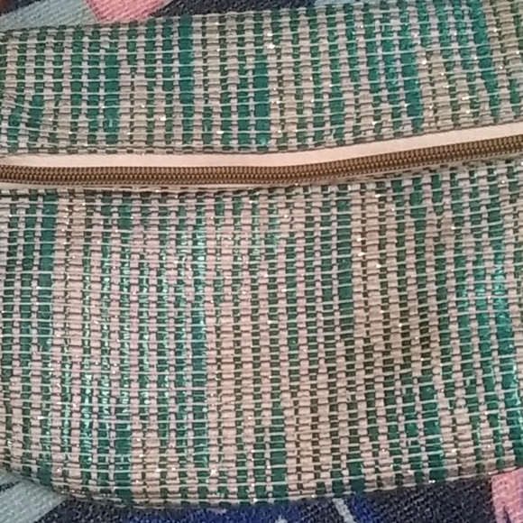 Sparkly Teal Stitched Crossbody / Clutch w/ Tassel - Picture 2 of 8